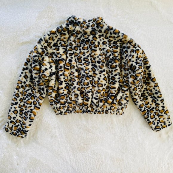 Leopard Print Faux Fur Cropped Jacket size Medium Mob Wife - Picture 9 of 12